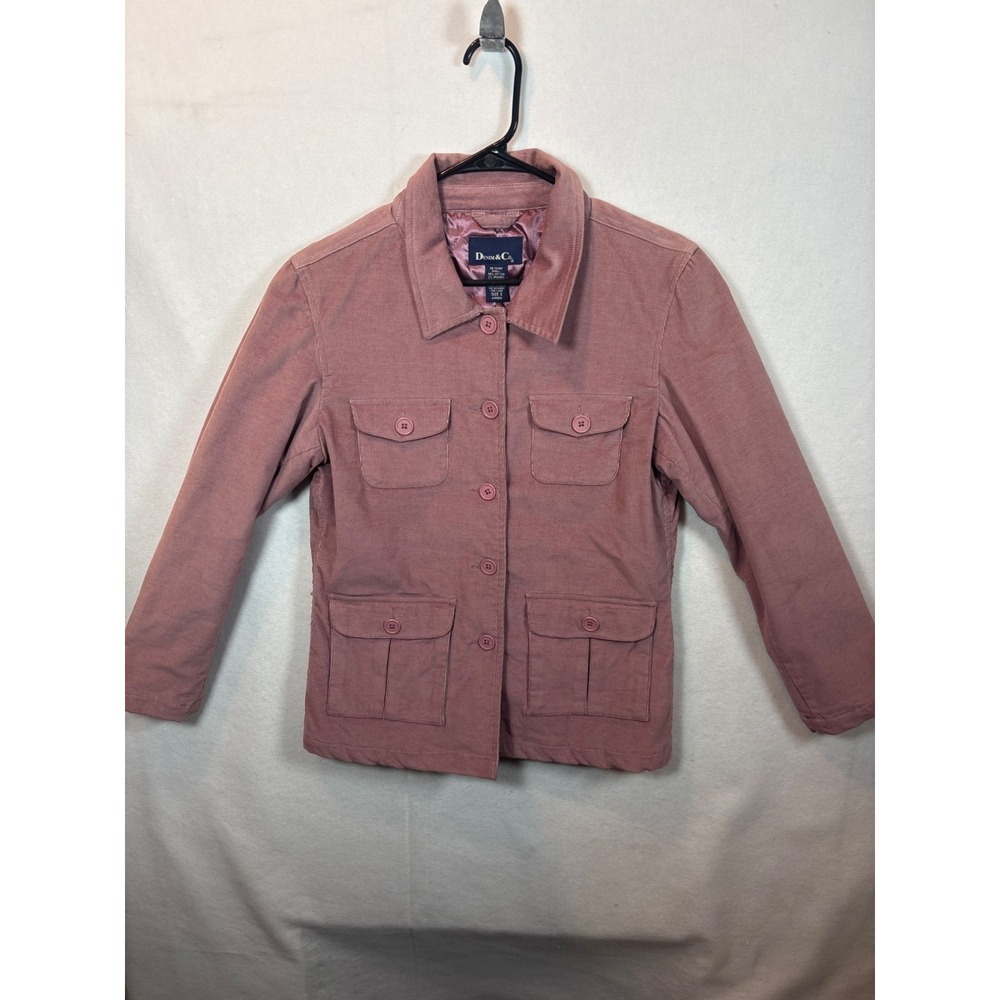 Denim & Co. Corduroy Jacket Womens Small Pink Utility Field A09856